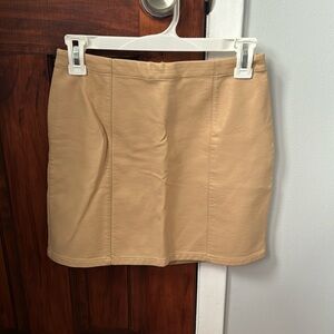 Beige leather skirt